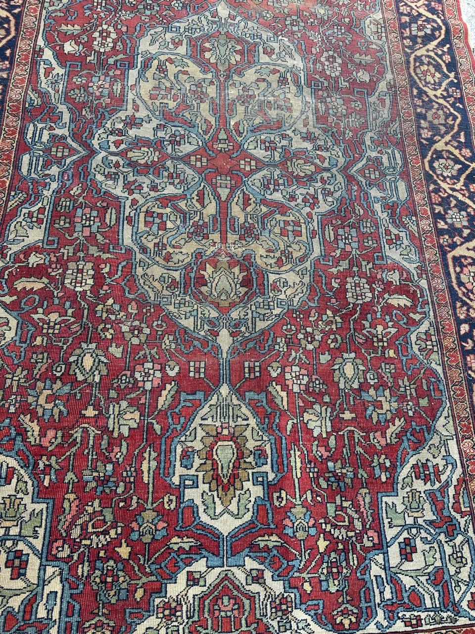 Turkish Bobyrug’s Pretty antique Sarouk ferahan rug  For Sale
