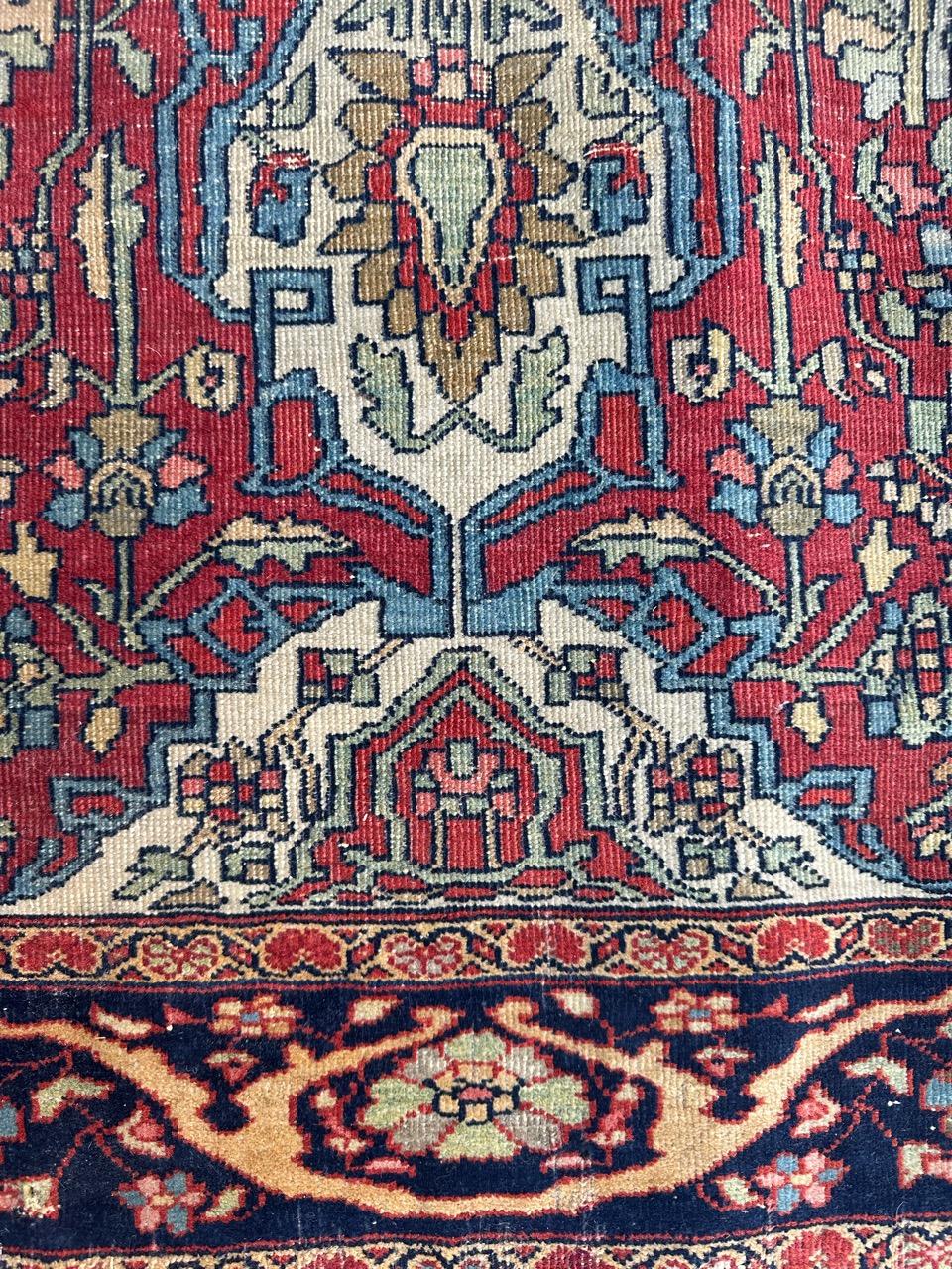 Hand-Knotted Bobyrug’s Pretty antique Sarouk ferahan rug  For Sale