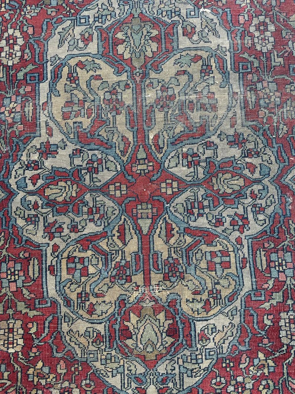 19th Century Bobyrug’s Pretty antique Sarouk ferahan rug  For Sale