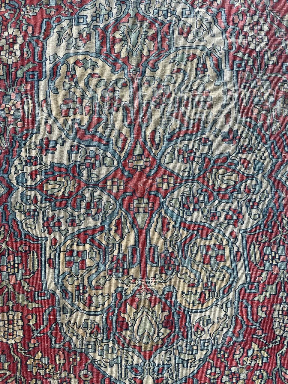 Bonita alfombra antigua Sarouk ferahan de Bobyrug Lana en venta