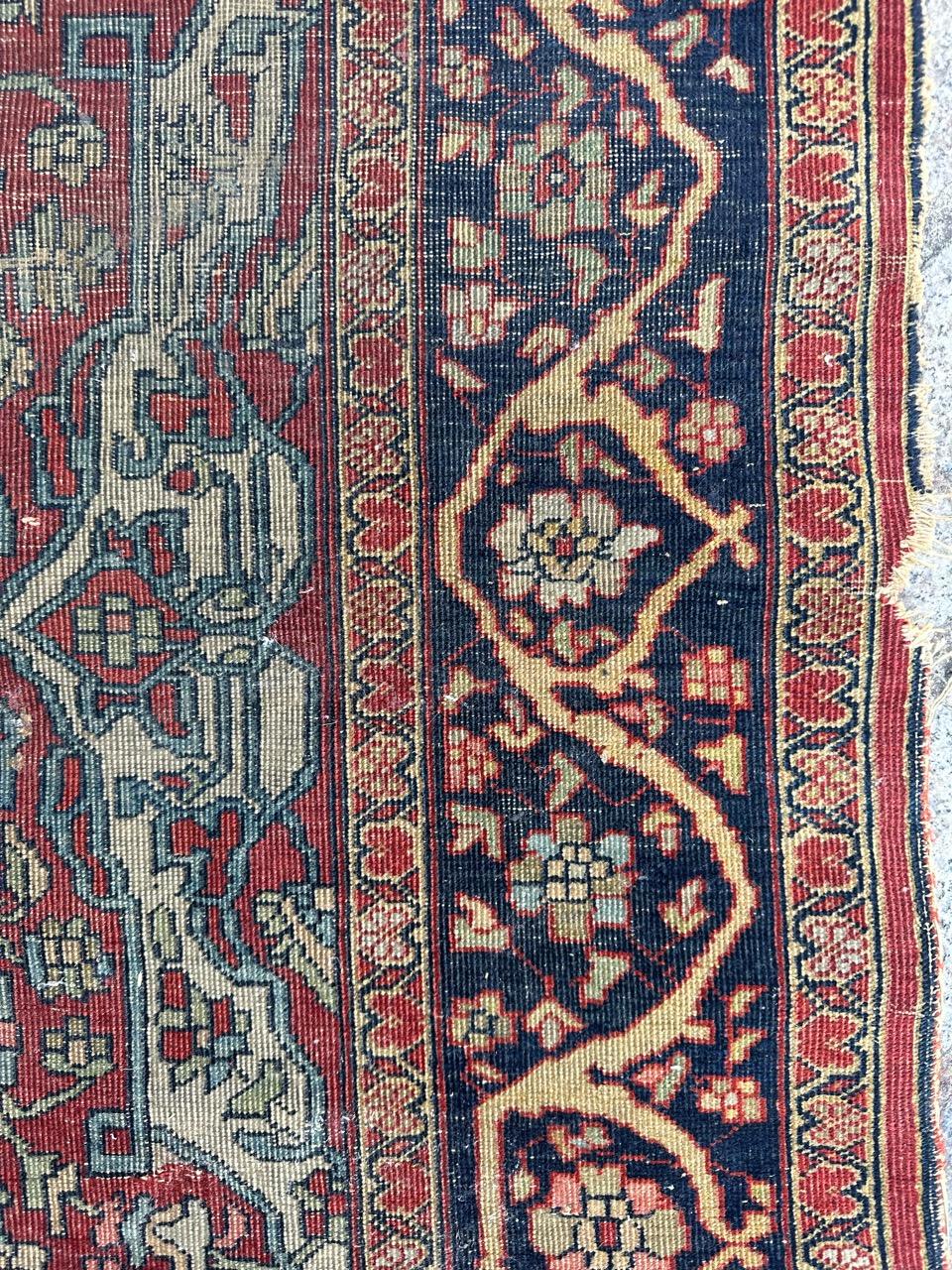Wool Bobyrug’s Pretty antique Sarouk ferahan rug  For Sale