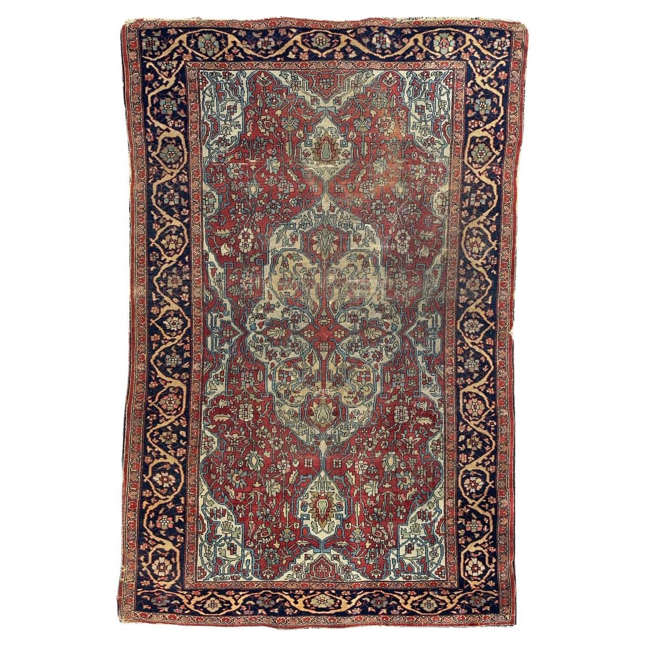 Bobyrug’s Pretty antique Sarouk ferahan rug  For Sale