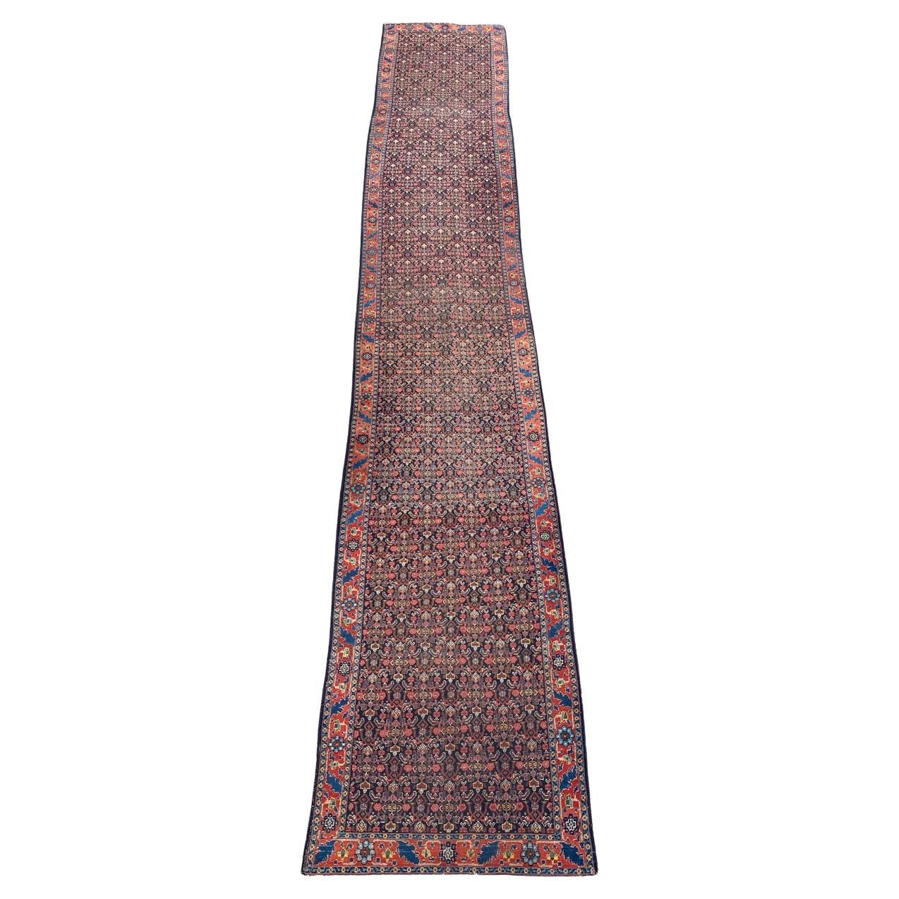 Bobyrug’s Pretty Antique Senneh Runner For Sale