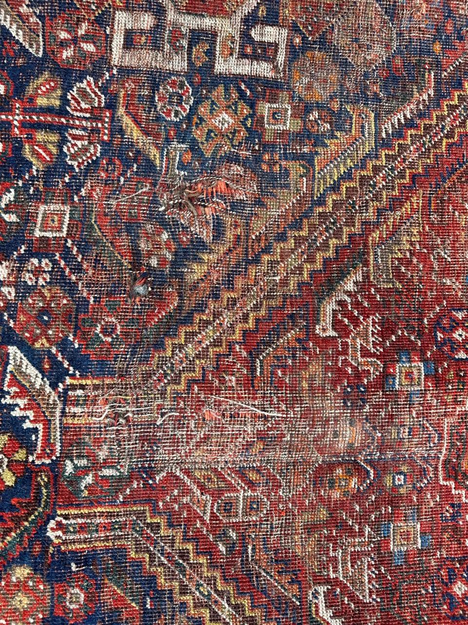 Tribal Pretty antique Shiraz rug fair conditions For Sale