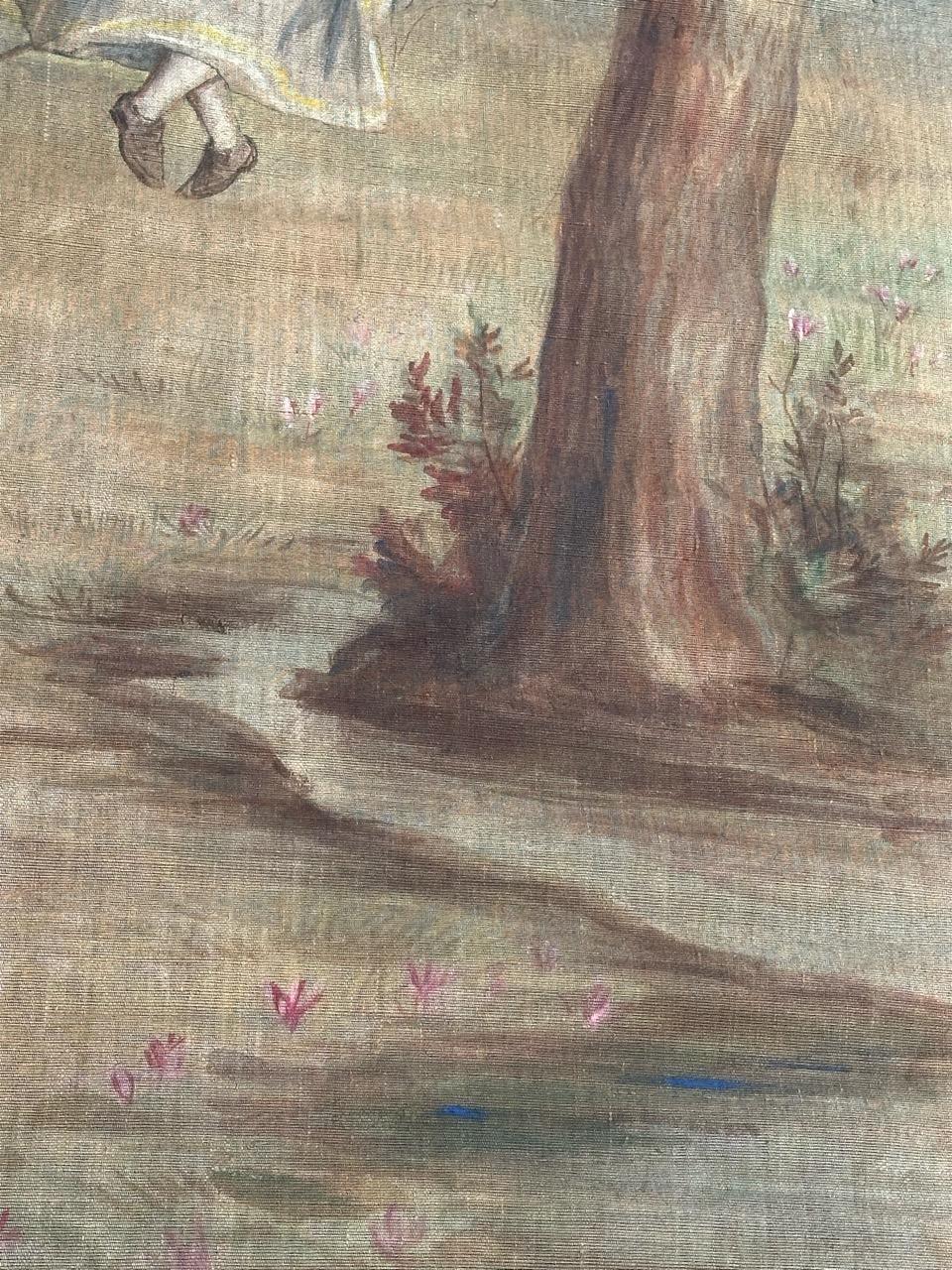 Bonito tapiz antiguo de cartón pintado a mano en venta 5