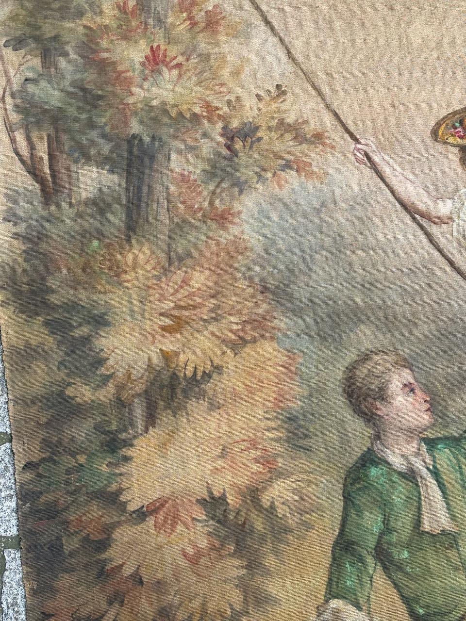 Bonito tapiz antiguo de cartón pintado a mano Algodón en venta