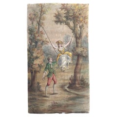 Bonito tapiz antiguo de cartón pintado a mano
