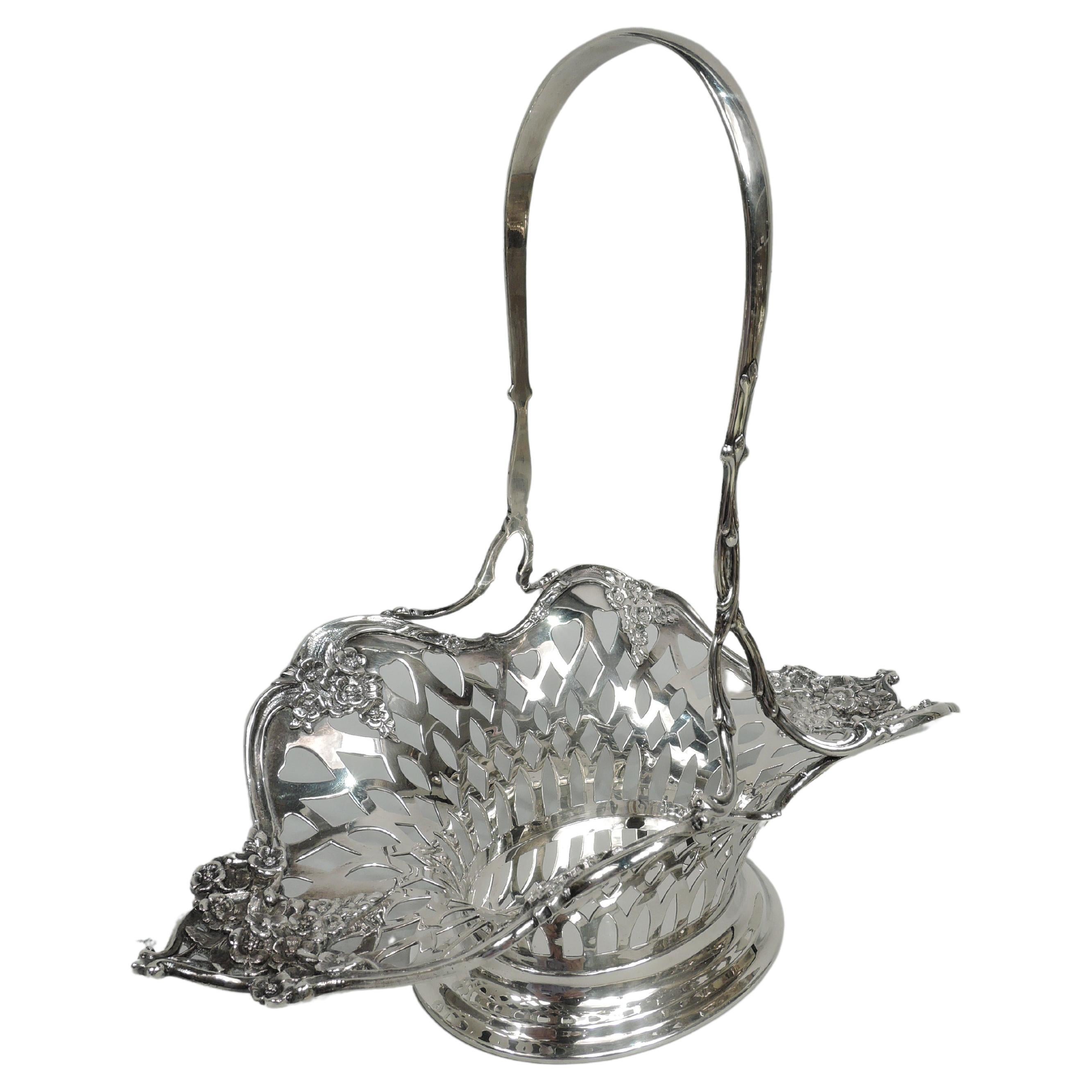 Bonita cesta antigua Tiffany American Edwardian de plata de ley