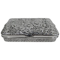Pretty Antique Tiffany Repousse Sterling Silver Box