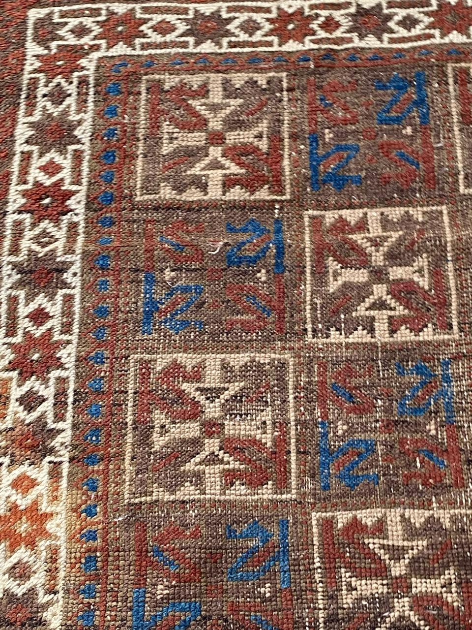 Bobyrug’s Pretty Antique Tribal Baluch Rug For Sale 2