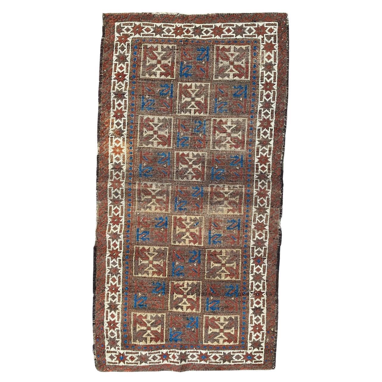 Bobyrug’s Pretty Antique Tribal Baluch Rug For Sale