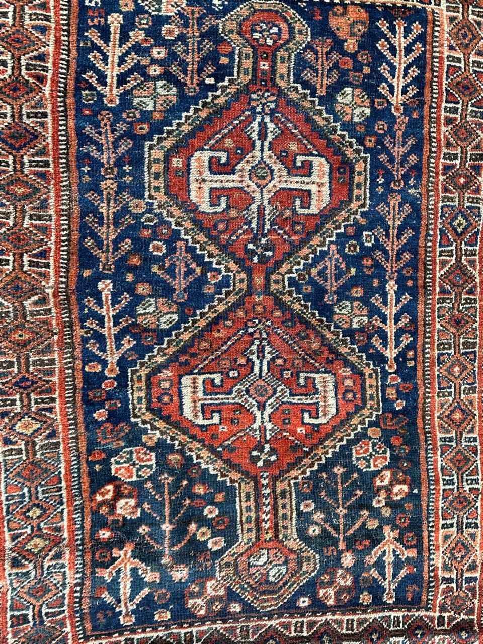 Pretty antique tribal Shiraz rug  For Sale 9