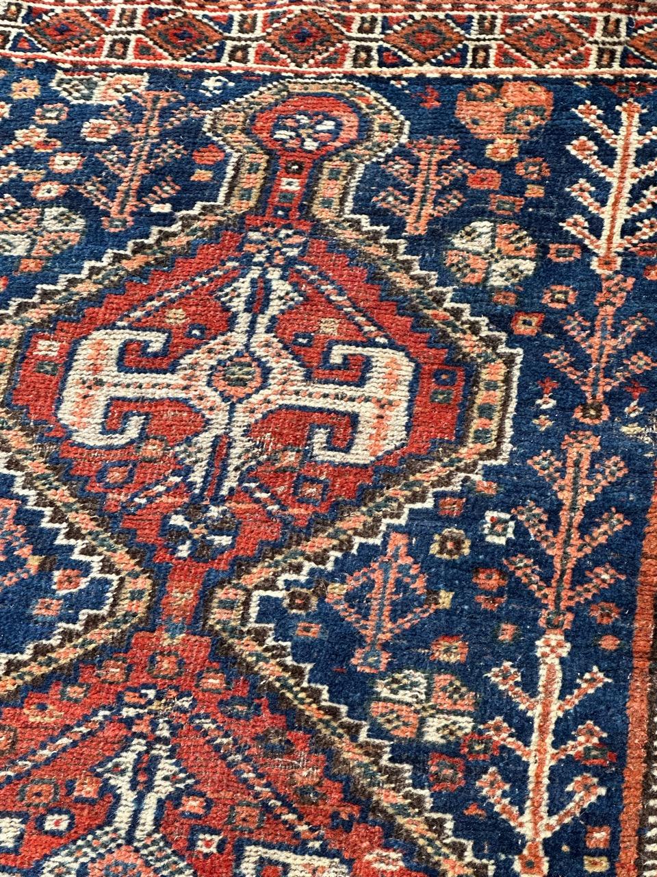 20th Century Pretty antique tribal Shiraz rug  For Sale
