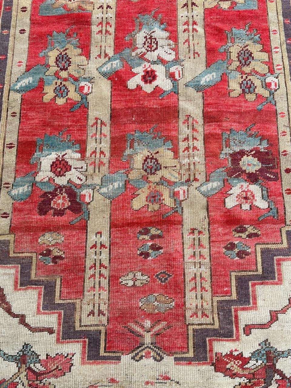 19th Century Bobyrug’s Pretty antique Turkish fine early 19th century rug  For Sale