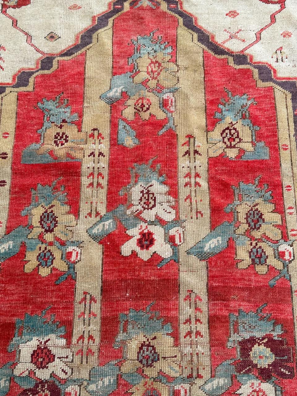 Wool Bobyrug’s Pretty antique Turkish fine early 19th century rug  For Sale