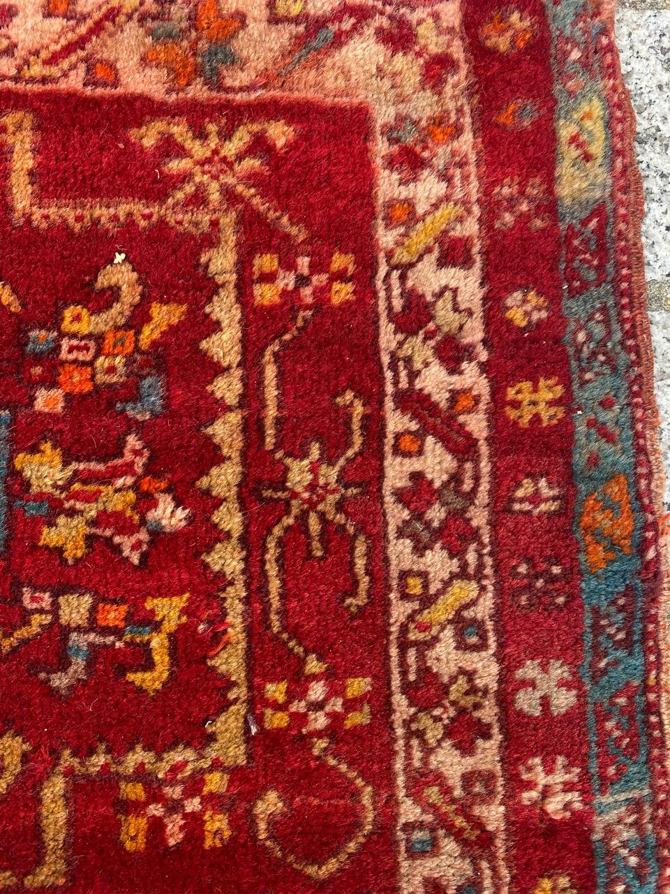 Bobyrug’s Pretty Antique Turkish Yastik Rug For Sale 4