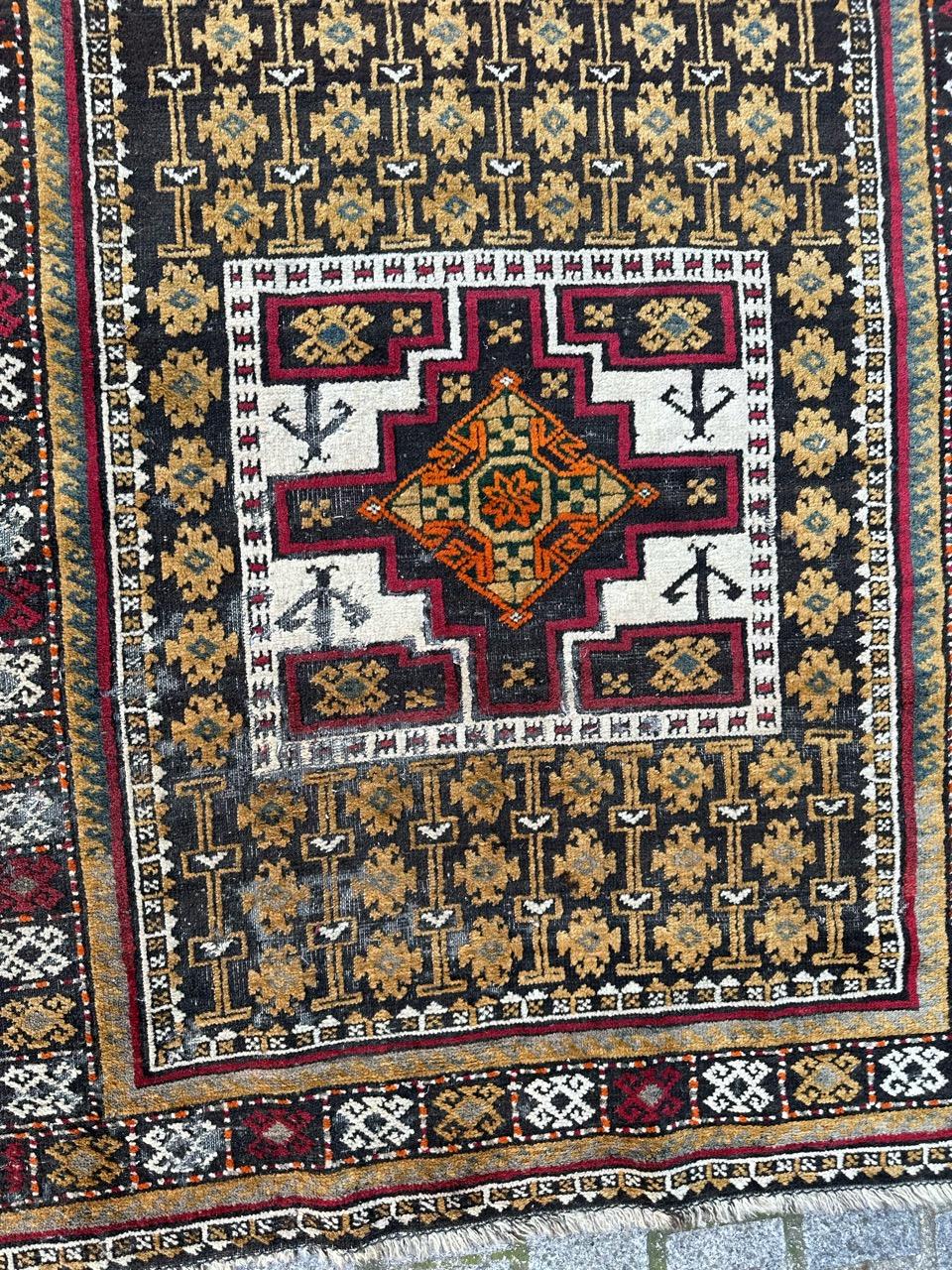 Joli tapis ancien turkmène Baluch Bon état - En vente à Saint Ouen, FR