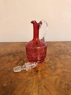 Pretty antique Victorian cranberry glass decanter