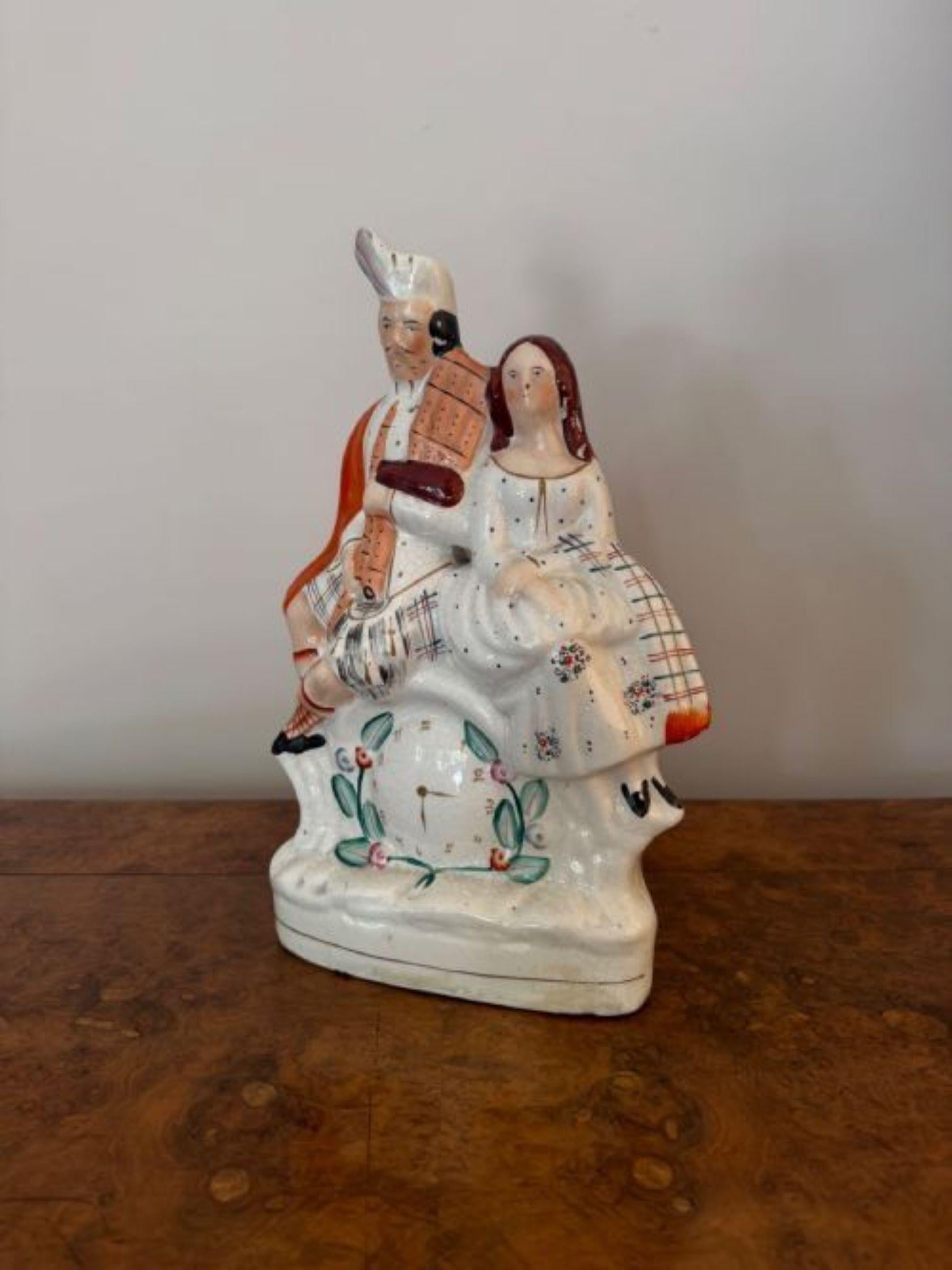 Hübsche antike viktorianische große Staffordshire Figur (Handbemalt) im Angebot