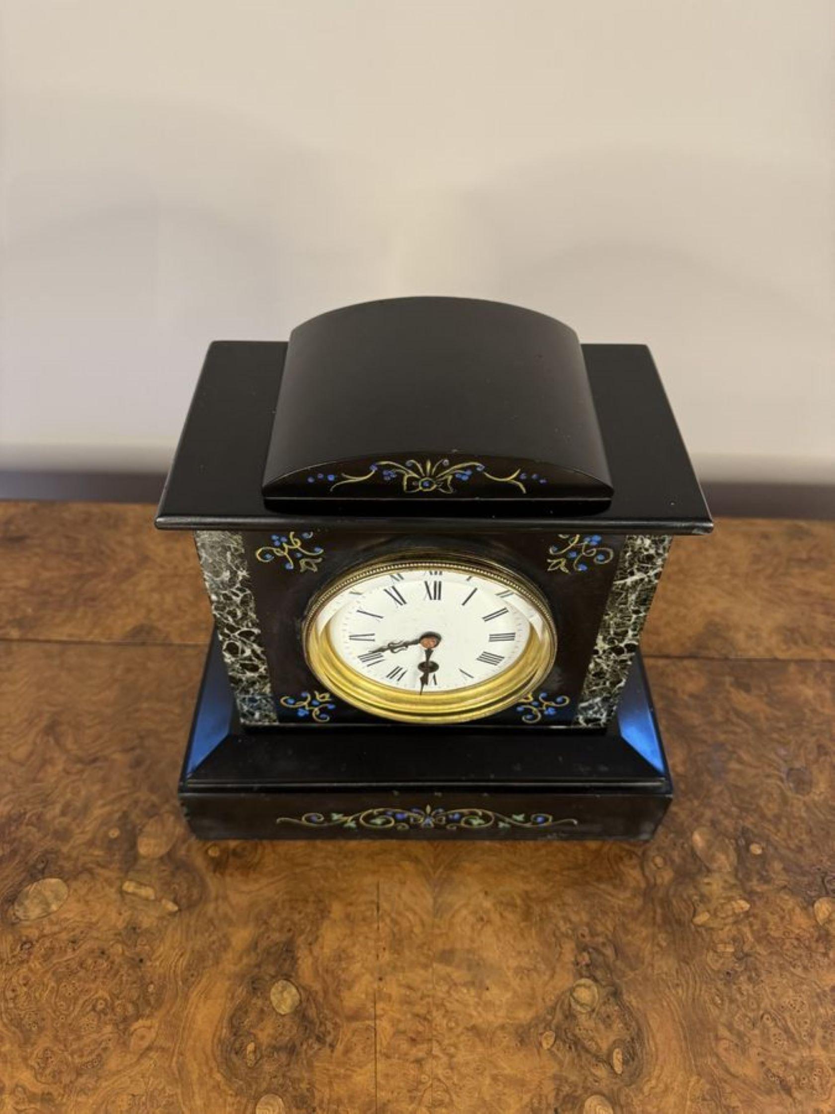 Early Victorian Pretty antique Victorian marble mantle clock For Sale