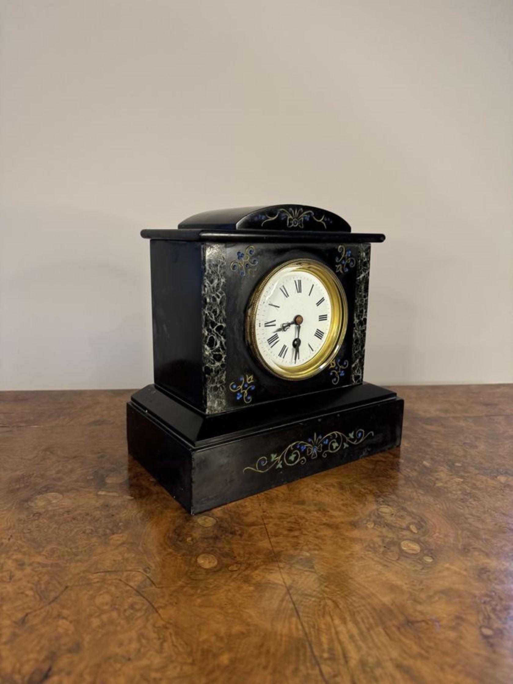 19th Century Pretty antique Victorian marble mantle clock For Sale