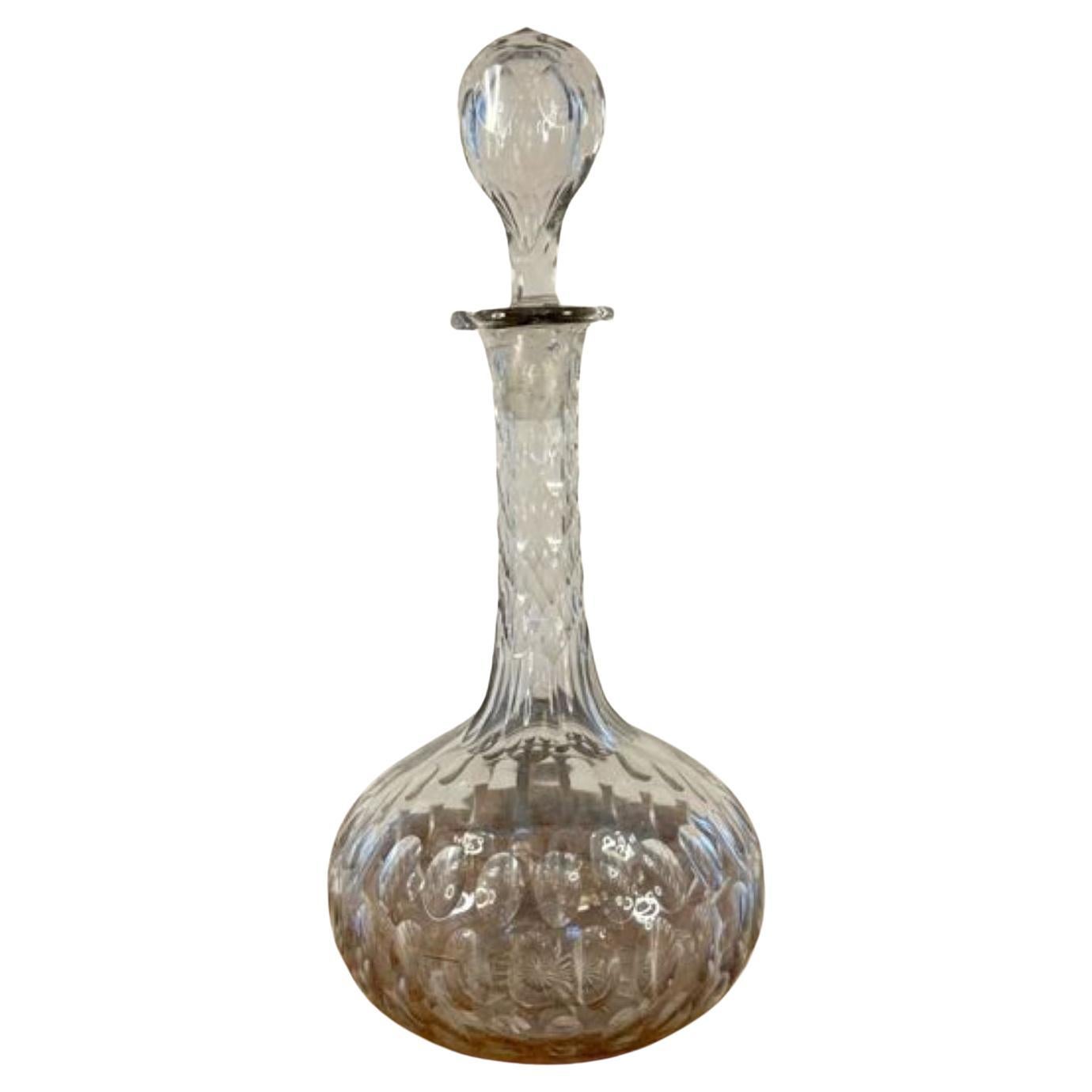 Grazioso decanter in vetro antico di qualità vittoriana