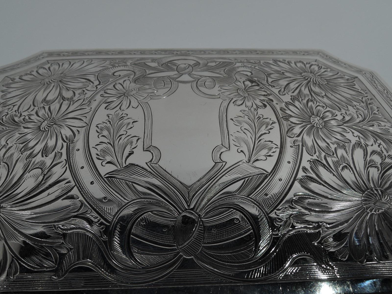 Early 20th Century Pretty Art Nouveau Sterling Silver Jewelry Casket Box by Gorham