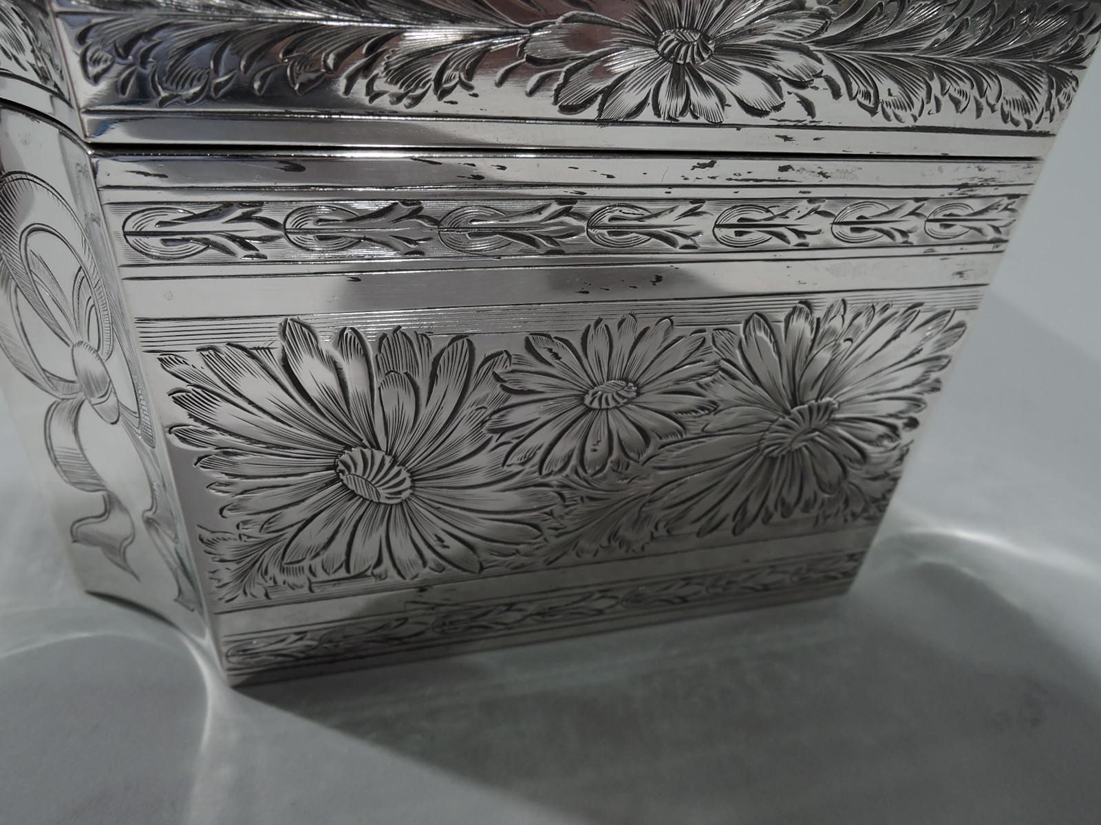 Pretty Art Nouveau Sterling Silver Jewelry Casket Box by Gorham 2