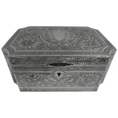 Pretty Art Nouveau Sterling Silver Jewelry Casket Box by Gorham