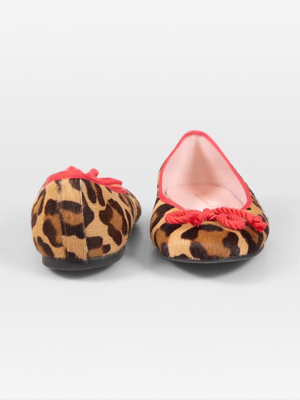 Pretty Ballerinas Brown Pony Rosario Ballet Flats Size IT 38 In Good Condition For Sale In London, GB