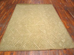 Pretty Beige Color Geometric Pattern Contemporary Handwoven American Hooked Rug