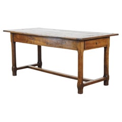 Pretty, characterful antique 18th-century French oak dining table with 2 drawers