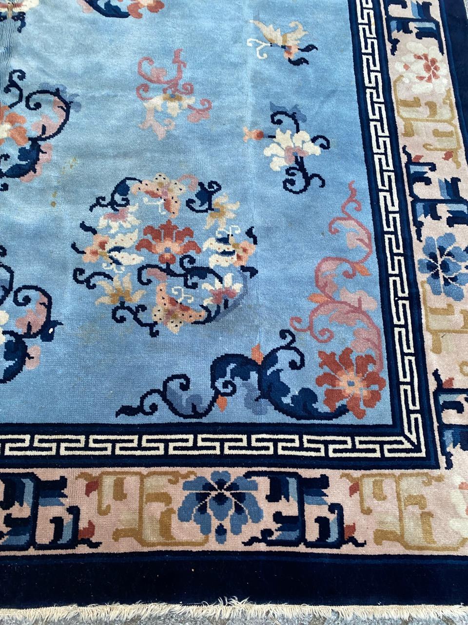 Hand-Knotted Bobyrug’s Pretty Chinese Art Deco Peking Rug For Sale