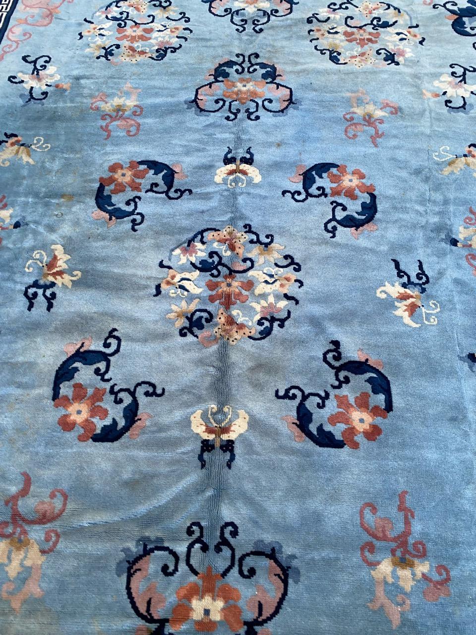 Hand-Knotted Bobyrug’s Pretty Chinese Art Deco Peking Rug For Sale