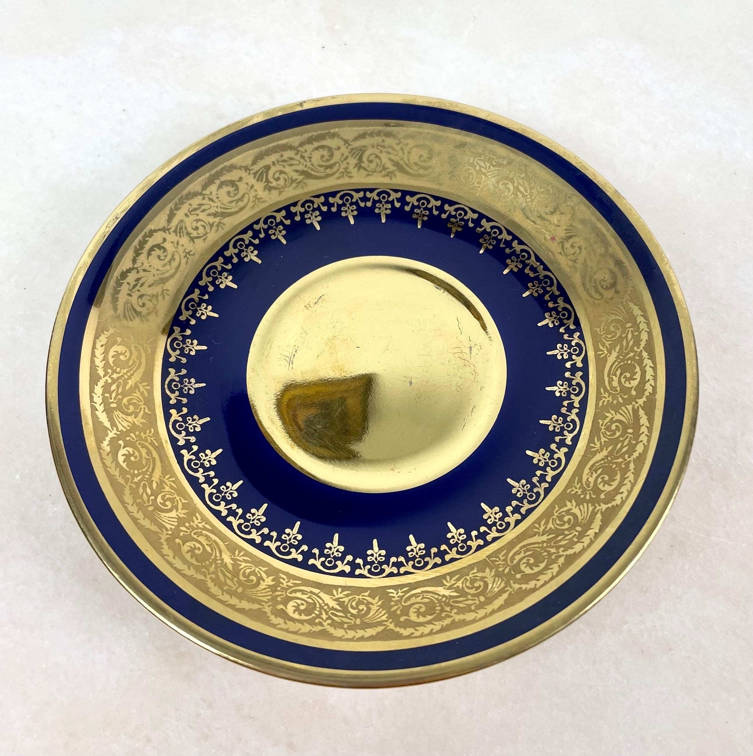 Pretty Cup and Saucer in Cobalt Blue and Gold Limoges Porcelain, circa 1950 5
