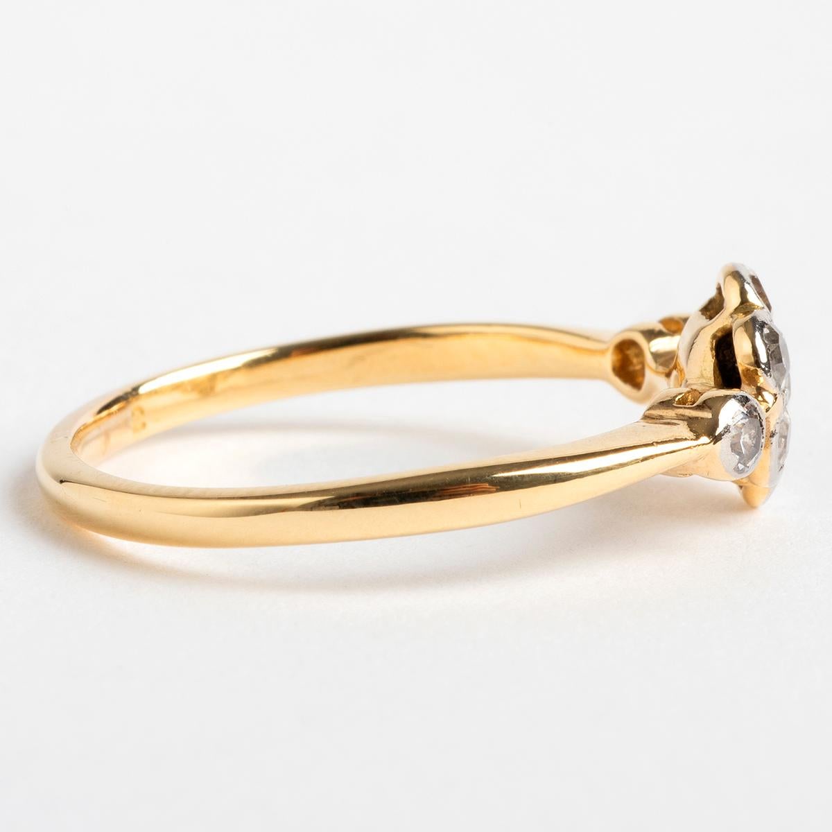 Round Cut Pretty Diamond Cluster Ring, 9K Yellow Gold Band
