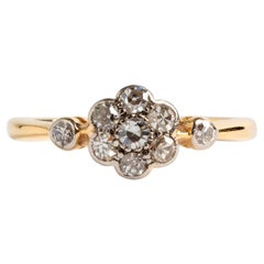 Vintage Pretty Diamond Cluster Ring, 9K Yellow Gold Band