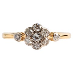 Pretty Diamond Cluster Ring, 9K Yellow Gold Band