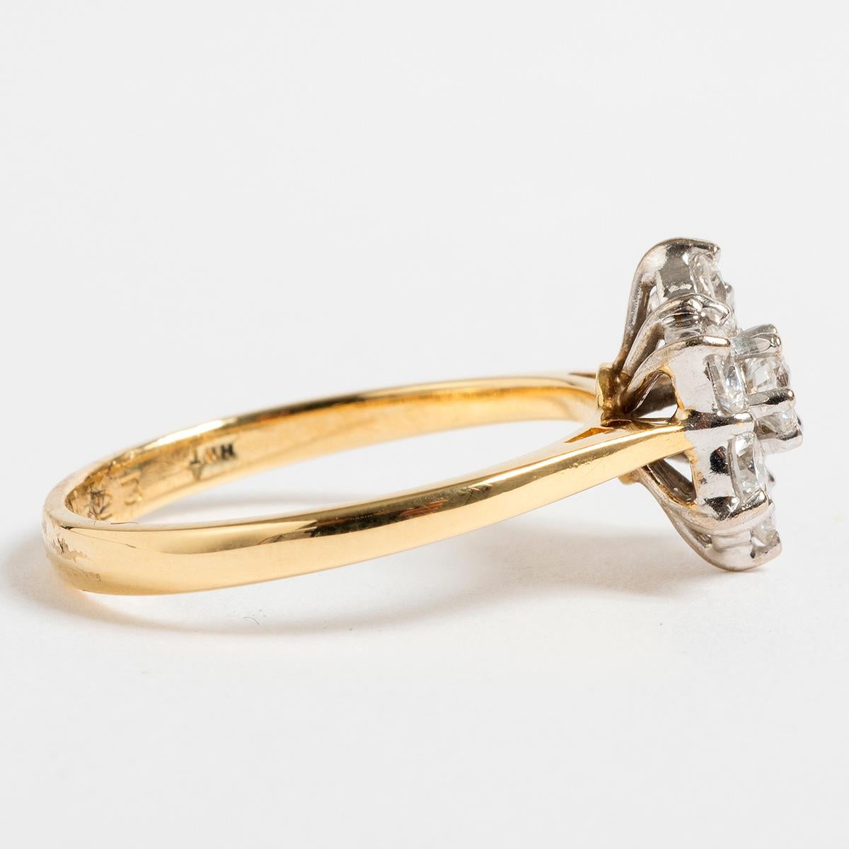A unique piece within our carefully curated Vintage & Prestige fine jewellery collection, we are delighted to present the following:

This pretty diamond ring is set within 18K Yellow Gold and UK size N US Size 6.5. Diamonds are Est 0.70ct.