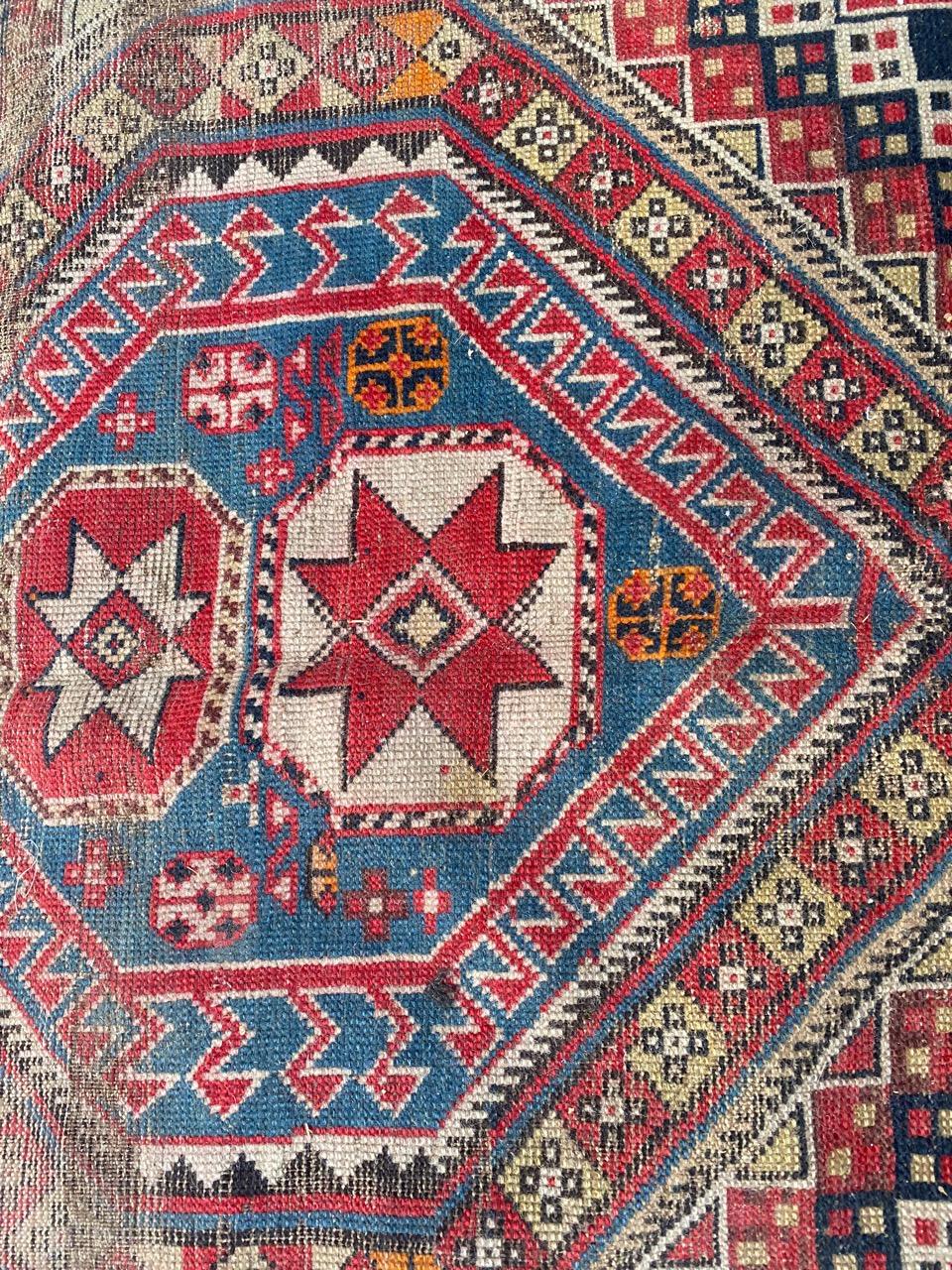 Bobyrug’s Pretty Distressed Antique Shirwan Daghistan Rug For Sale 10