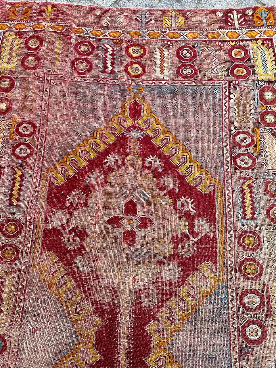 Bobyrug’s Pretty distressed antique Turkish runner  In Distressed Condition For Sale In Saint Ouen, FR
