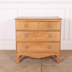 Pretty early 19th C English pine chest of drawers on bracket feet. 1820
