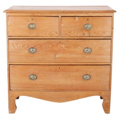 Pretty early 19th C English pine chest of drawers on bracket feet. 1820