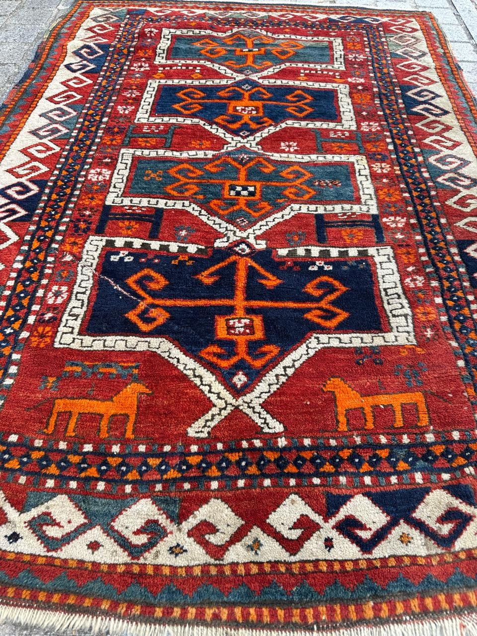 Bobyrug's Hübscher kasachischer Teppich aus dem frühen 20.  im Angebot 7