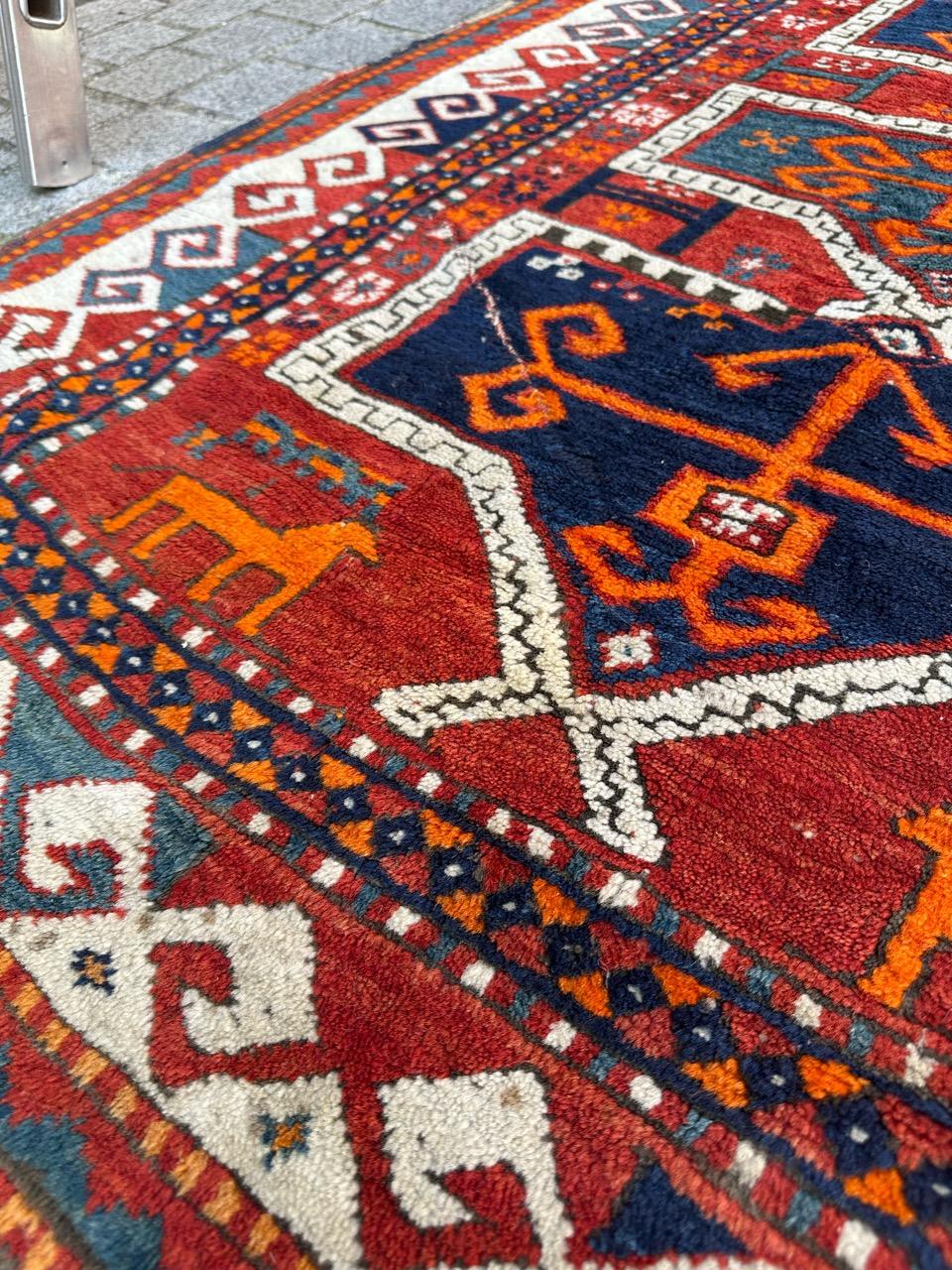 Bobyrug's Hübscher kasachischer Teppich aus dem frühen 20.  im Angebot 12