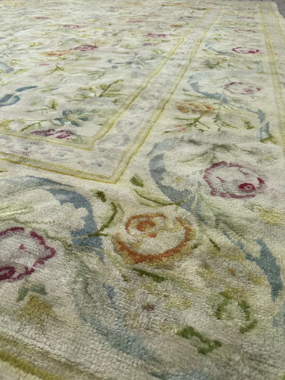 Bobyrug’s Pretty early 20th century large French Aubusson knotted rug  For Sale 7