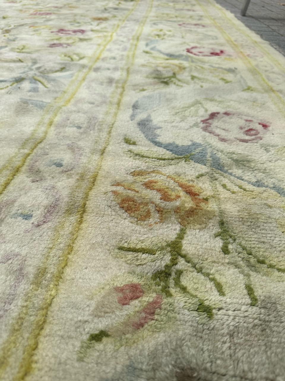 Bobyrug’s Pretty early 20th century large French Aubusson knotted rug  For Sale 9