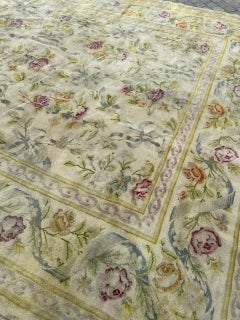 Bobyrug’s Pretty early 20th century large French Aubusson knotted rug