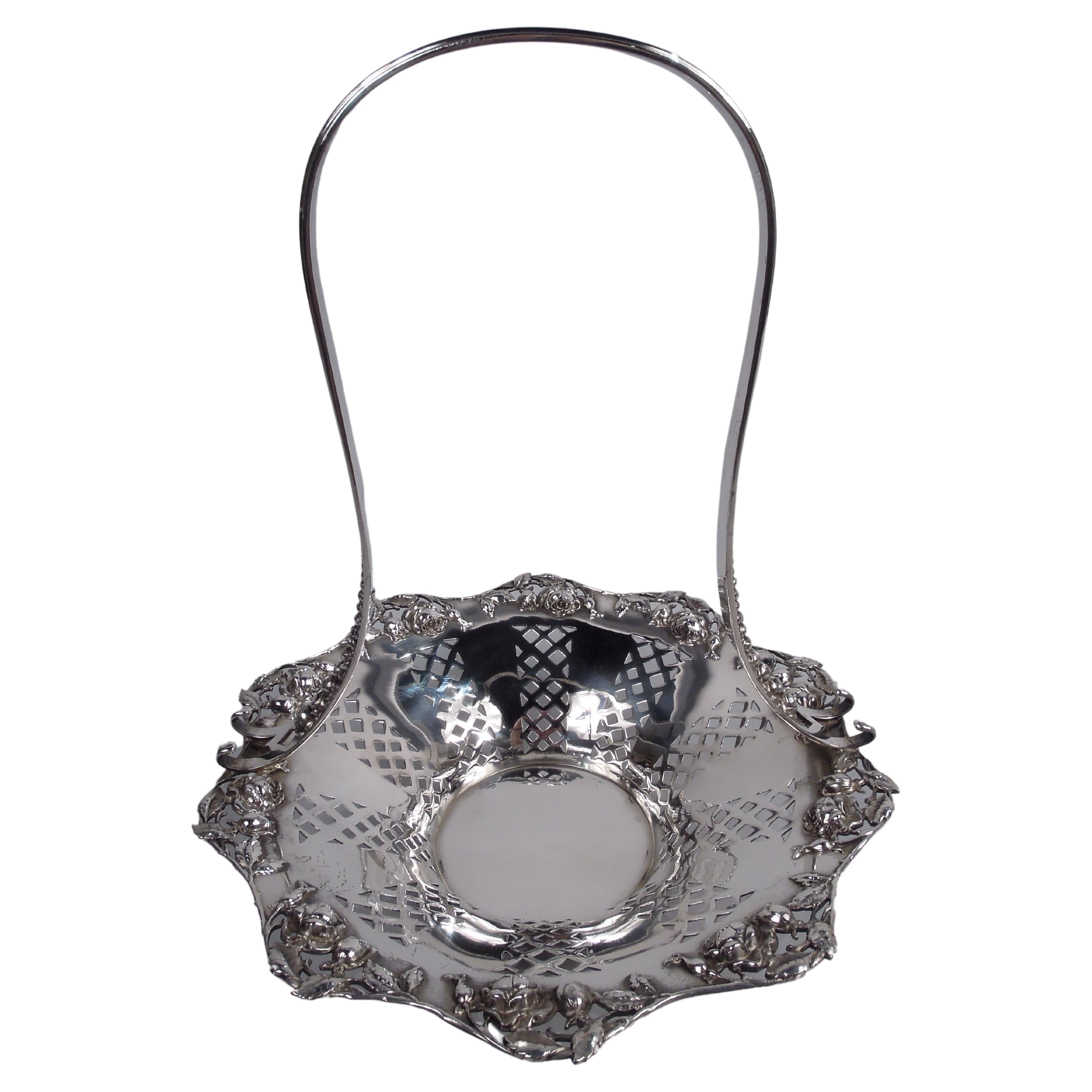 Pretty Edwardian Sterling Silver Rosebud Basket by Tiffany