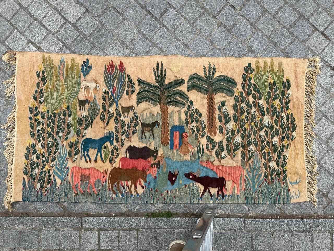 Pretty Egyptian Wissa Wassef School Woven Tapestry 9